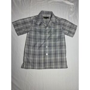 Karl Kani Gold Boys Grey Plaid Short Sleeve Button Up Shirt Vintage Streetwear 6